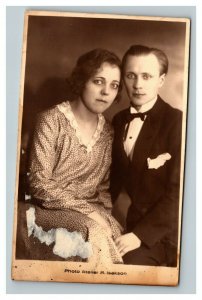 Vintage 1920's RPPC Postcard - Studio Portrait of Husband and Wife