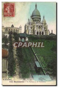 Postcard Old Montmartre Basilica and the Funicular