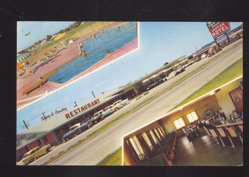 TULSA OKLAHOMA ROUTE 66 1950's CARS TOWN & COUNTRY RESTAURANT MOTEL POSTCARD