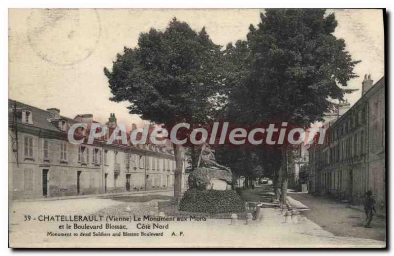 Old Postcard Chatellerault Monument Aux Morts And Boulevard Blossac