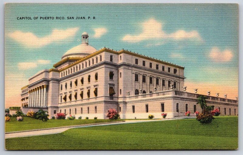 Capitol Building San Juan Puerto Rico PR UNP Linen Postcard K11