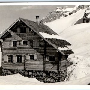 c1950s Sisikon Switzerland Lidernenhütte SAC RPPC Snow Skiing Real Photo PC A138