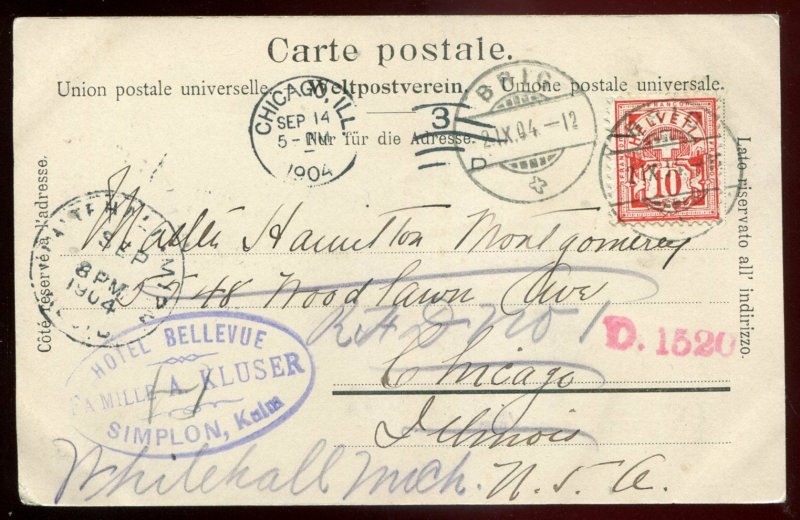 h2678 - SWITZERLAND Gruss vom Simplon- Kulm 1904 Hotel Belle Vue