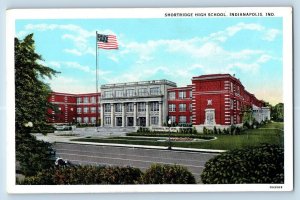 Indianapolis Indiana IN Postcard Shortridge High School Building Field Flag 1920