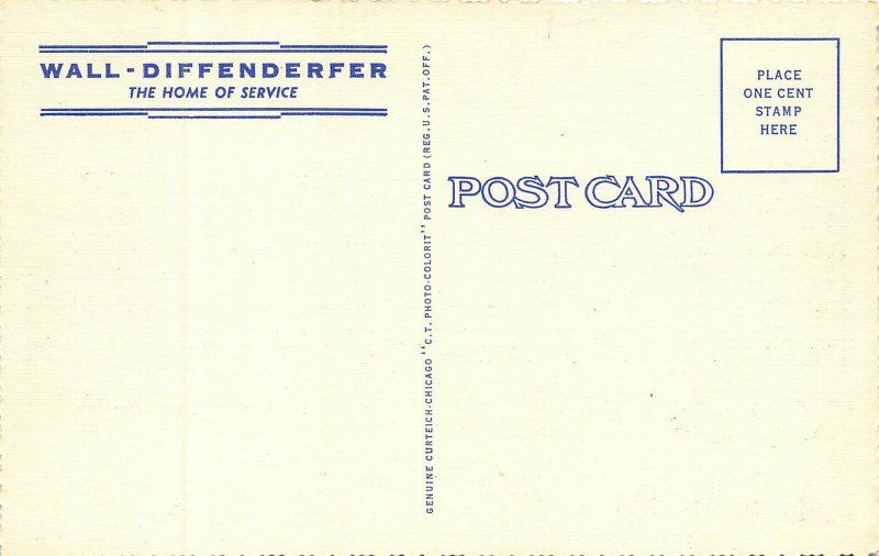Topeka Kansas 1940s Postcard Wall Diffenderfer Mortuary United States Kansas Other