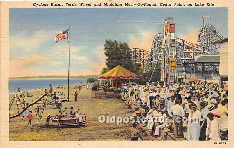 Ferris Wheel and Miniature Merry Go Round, Cendar Point Lake Erie, OH, USA Un...