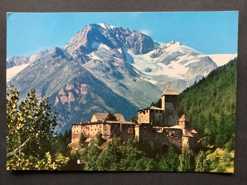 CASTELLO DI TURES building on hillside with mountain behind Postcard Ref 61208 