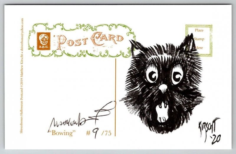 Halloween Matthew Kirscht Musical Instrument BOWING Hand Sketch S/N Postcard MK