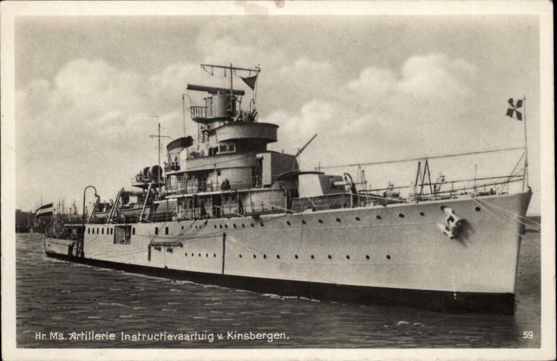Battleship Hr Ms Van Kinsbergen Artillery Instruction Vintage RPPC PC