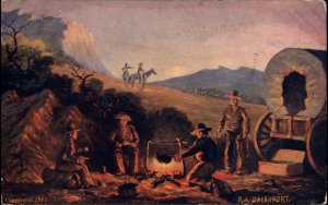 A/S R.A. Davenport Cowboys at Campfire The Camp Fire c1910 Postcard