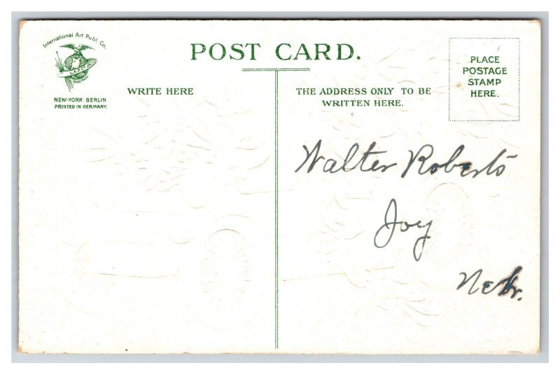 Unsigned Ellen Clapsaddle Gold Auto Full of Mistletoe Christmas Postcard