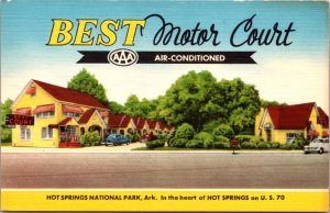 Linen Postcard Best Motor Court on US 70 in Hot Springs National Park, Arkansas