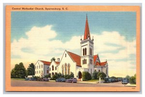 Vintage 1940s Postcard Central Methodist Church, Spartanburg, North Carolina