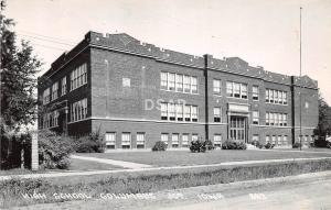 Iowa Ia Real Photo RPPC Postcard c1940s COLUMBUS JUNCTION High School Building