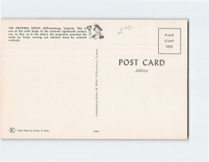 Postcard The Printing Office, Williamsburg, Virginia