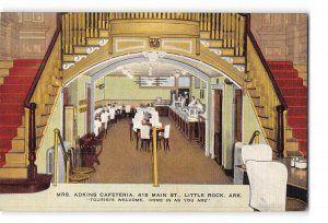 Little Rock Arkansas AR Postcard 1930-1950 Mrs Adkins Cafeteria Interior View