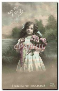 Old Postcard Fantasy Easter April 1st Child