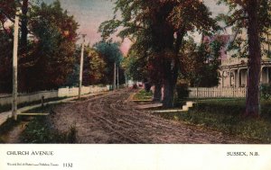 Vintage Postcard 1910's Church Avenue Sussex N.B. New Brunswick Canada CAN