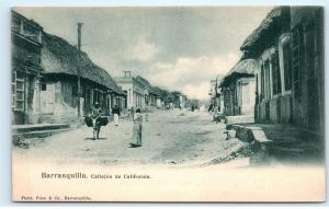 *Barranquilla Columbia Street View Callejon de California Vintage Postcard C77