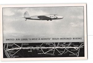 United Air Lines Multi Motored Boeing Ad Postcard 1933 Chicago Worlds Fair