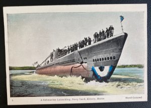 Mint Picture Postcard Submarine Launching Navy Yard Kittery Maine