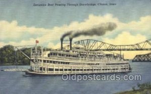 Excursion Boat Passing Through Drawbridge Steamboat, Ship Unused 