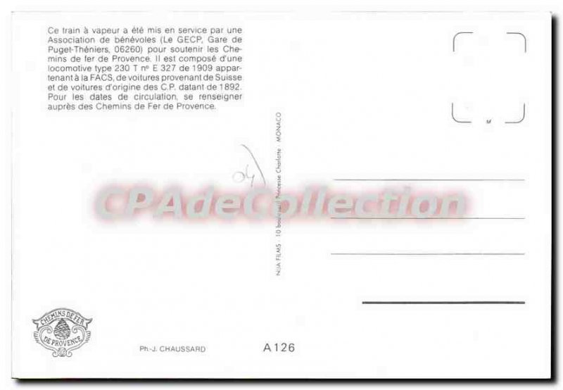 Postcard Old Paths Provence Steam Train near Saint Benoit