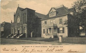 UDB Postcard; South Norwalk CT St. Joseph's Catholic Church & Rectory