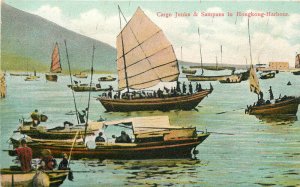 Singapore C-1910 Cargo Junks Sampans Harbor boats occupation Postcard 22-10612