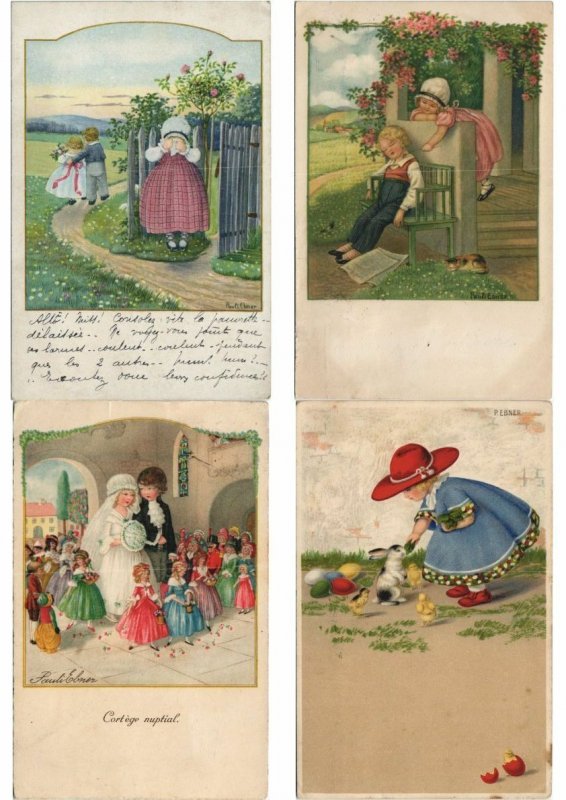 PAULI EBNER CHILDREN ARTIST SIGNED 100 VINTAGE POSTCARDS (L3450)