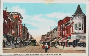 Washington Avenue From Washington Square Newport News Virginia Postcard C094