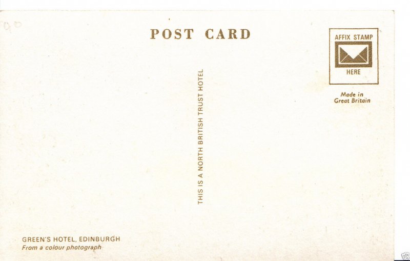 Scotland Postcard - Green's Hotel, Edinburgh    A3955