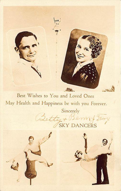 Betty & Benny Fox Autographs Famous Death Defying Sky Dancers Postcard