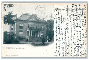 1907 Governor's Mansion Greetings from Springfield Illinois IL Postcard