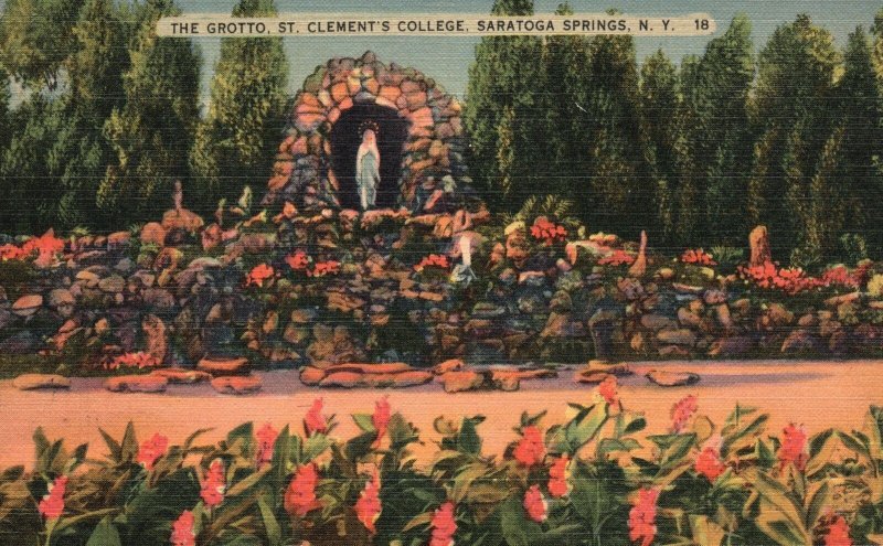 Vintage Postcard The Grotto St. Clement's College Saratoga Springs New York NY