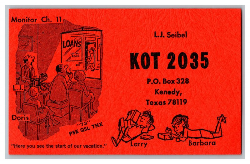 Postcard QSL Radio Card From Kenedy Texas KOT 2035 