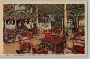 The Rendezvous El Tovar Hotel Gr Canyon Park H1934 Fred Harvey Arizona Postcard