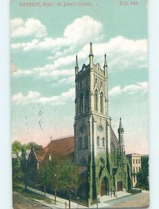 Damaged By Tape On Back Divided-Back CHURCH SCENE Detroit Michigan MI A9735