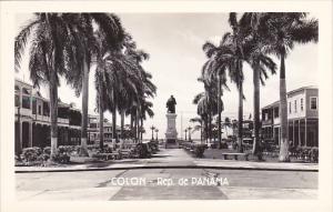 Panama Colon Street Scene With Monument Real Photo