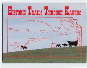 Postcard Historic Trails Through Kansas