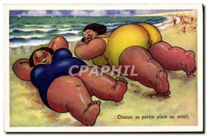 Postcard Old Humor Beach Women Strong