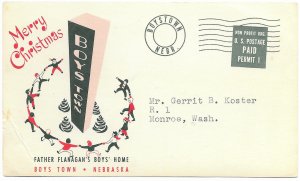 US Boys Town, Nebraska Non Profit Postage Paid. Christmas Greetings. Nice.