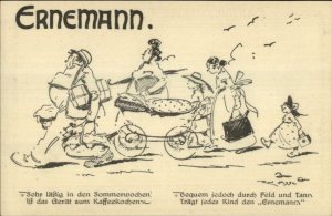 Ernemann Cameras Comic Advertising - Family on the Move c1910 Postcard