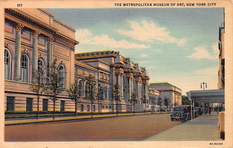 Metropolitan Museum of Art, New York, N.Y.,  Early Linen Postcard, Used in 1943