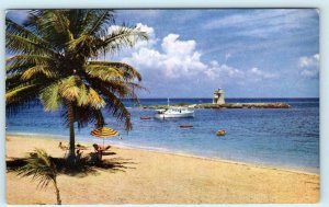 OCHO RIOS, JAMAICA ~ Beach & Tower TOWER ISLE HOTEL ca 1960s  Postcard