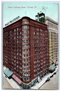 1911 Great Northern Hotel Exterior Building Chicago Illinois IL Vintage Postcard 