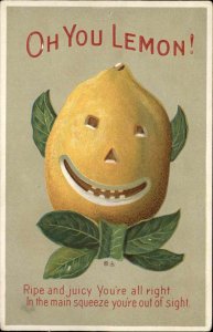 Oh You Lemon! Face Fantasy Comic Series 22 Embossed c1910 Postcard