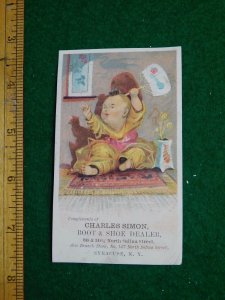 1870s-80s Charles Simon Boot Shoe Dealer Chinese Baby Victorian Trade Card F33