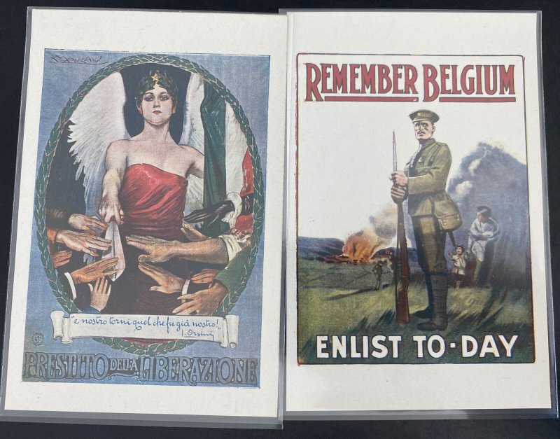 10 Great War Artistic Posters Postcards Complete Set Collection Patriotic WWI