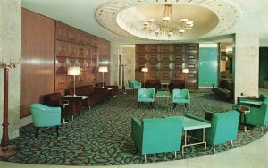 Hotel Faust Lobby Lounge Green Chairs Rockford Illinois Color View Pub. Postcard